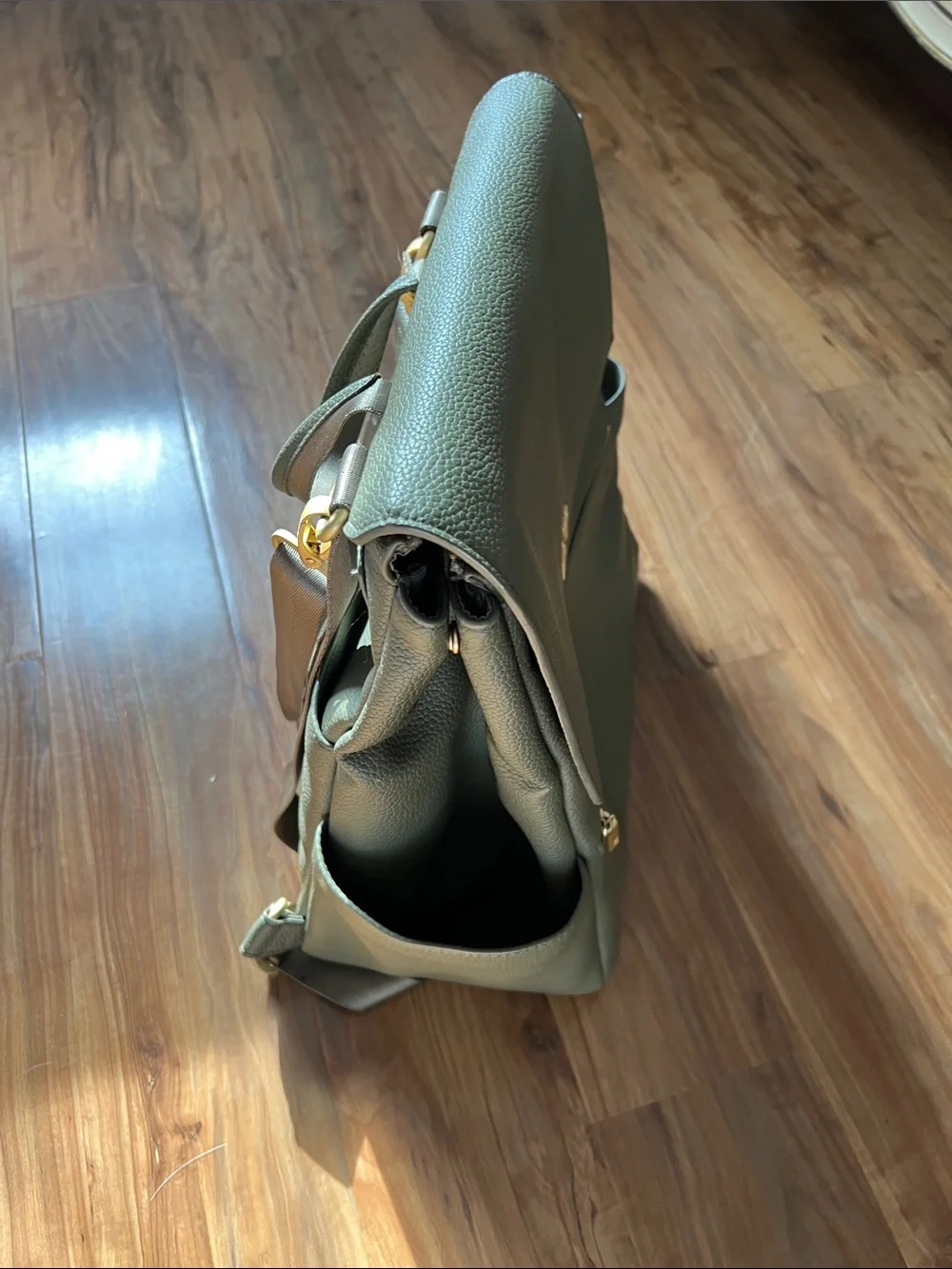 Freshly Picked Olive Green Pebbled Leather Convertible Backpack